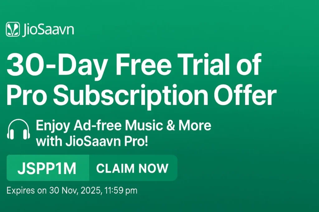 30 Day Free Trial of JioSaavn Pro Amazing Free Offer