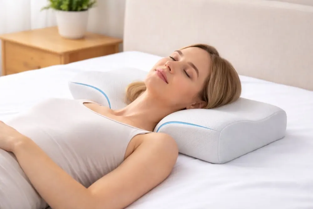 Orthopedic cervical pillow supporting neck during sleep