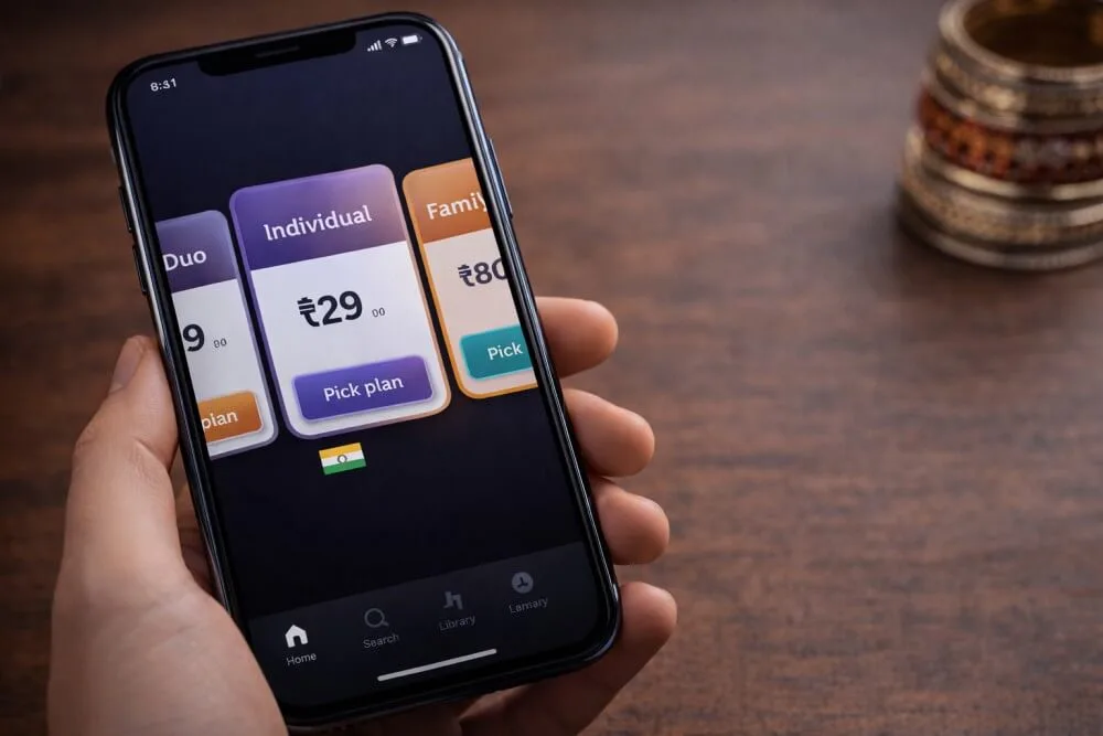 Spotify premium pricing plans comparison on mobile app screen India