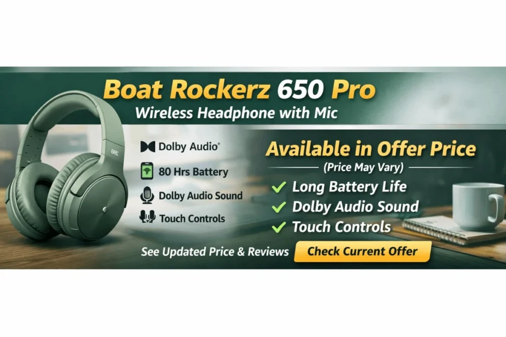 Boat Rockerz 650 Pro Wireless Headphone with Mic