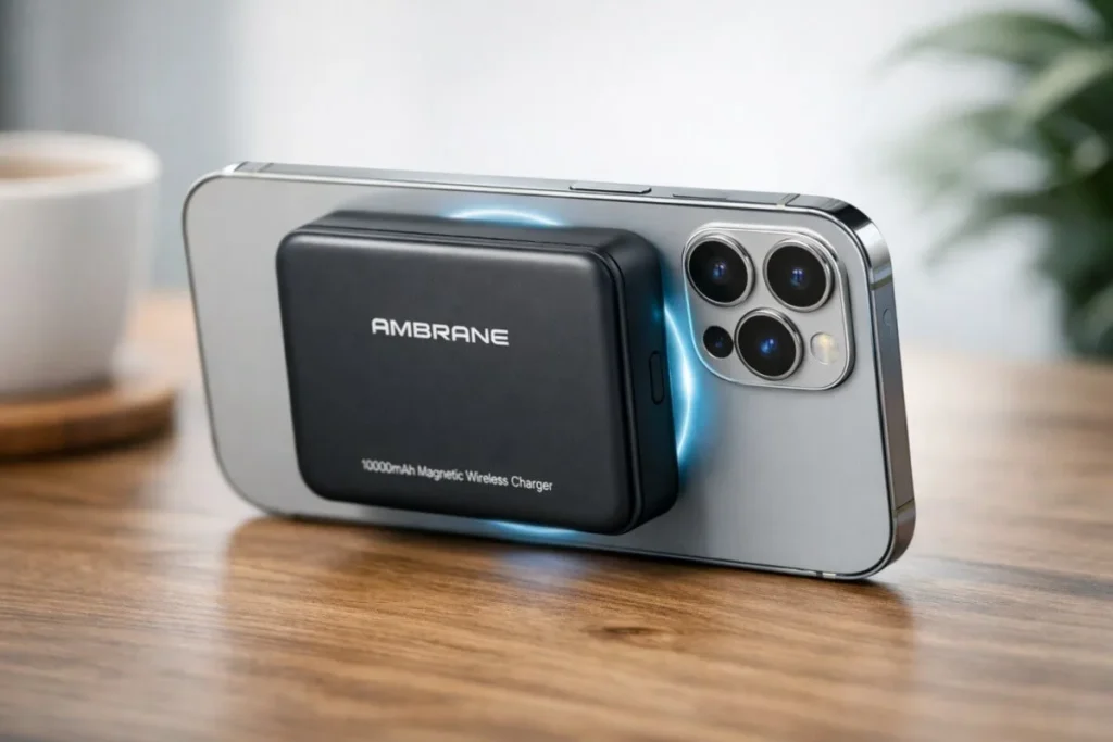 Ambrane MagSafe power bank 10000mAh magnetic wireless charging