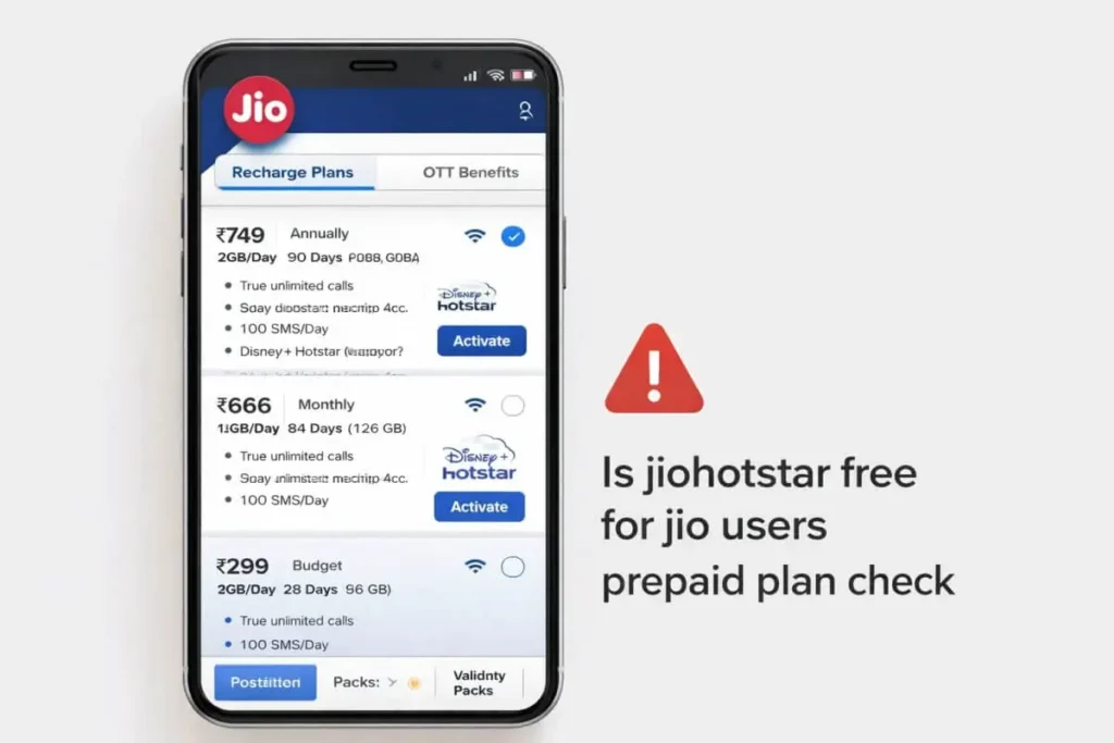 Is jiohotstar free for jio users prepaid plan check