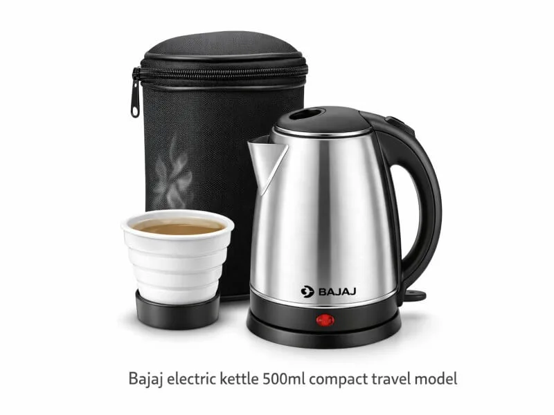 bajaj electric kettle 500ml compact travel model