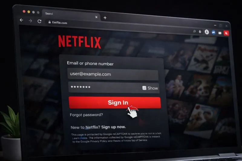 netflix login page on desktop browser