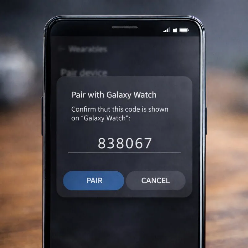 smart watch pairing code confirmation screen