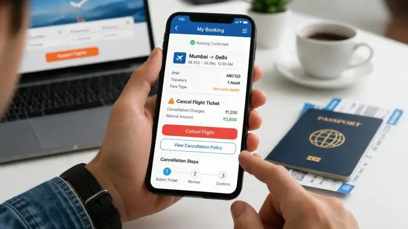 cancel flight ticket online process mobile app