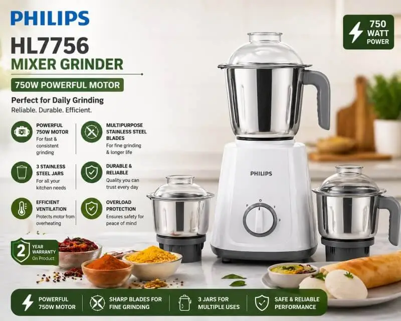 Philips mixer grinder 750 watt for daily use