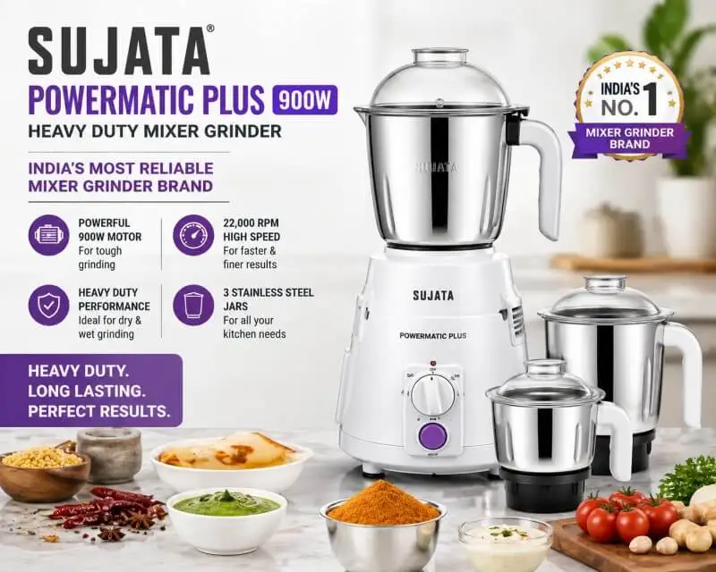 Sujata mixer grinder 900 watt heavy duty India