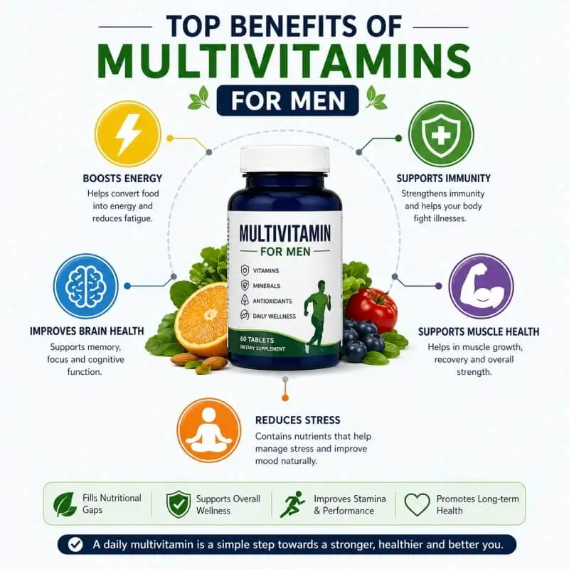 benefits of multivitamins for men infographic