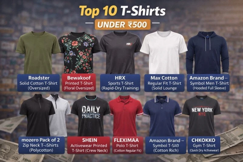top 10 t shirts for men under 500 India budget fashion