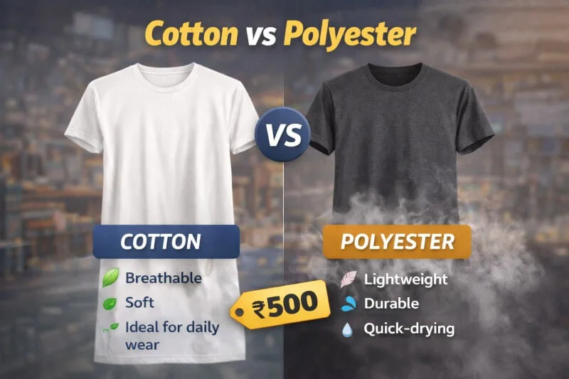cotton vs polyester t shirt under 500 breathable fabric India