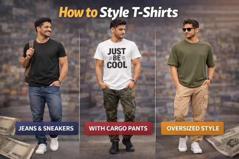 how to style t shirt with jeans sneakers cargo pants men
