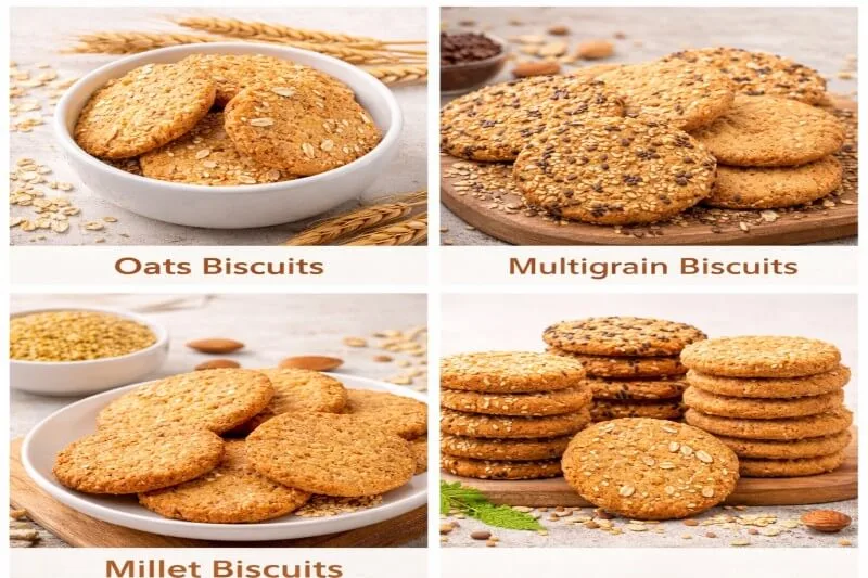 types of healthy biscuits oats multigrain millet India