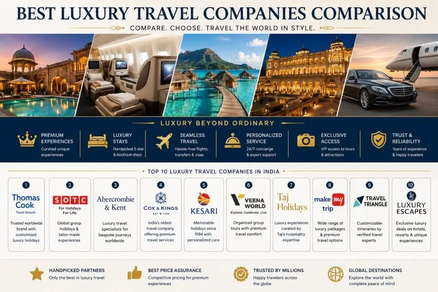 Comparison of top luxury travel companies in India