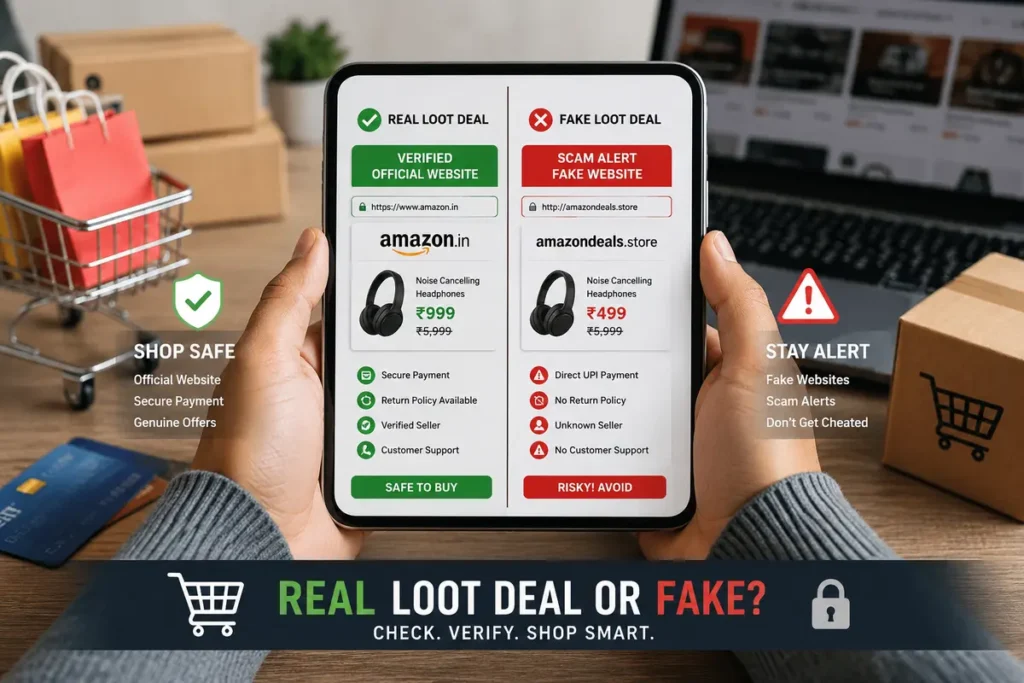 Are Loot Deals Real or Fake comparison between genuine and fake online shopping deals