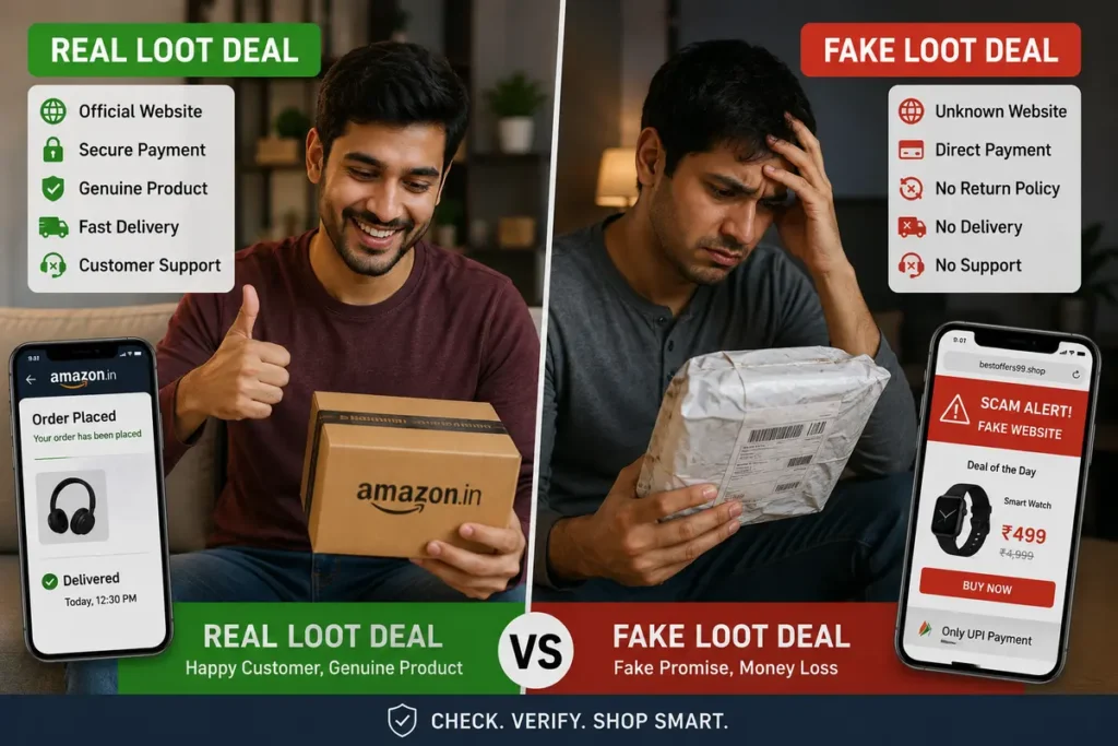 Real loot deal vs fake loot deal online shopping